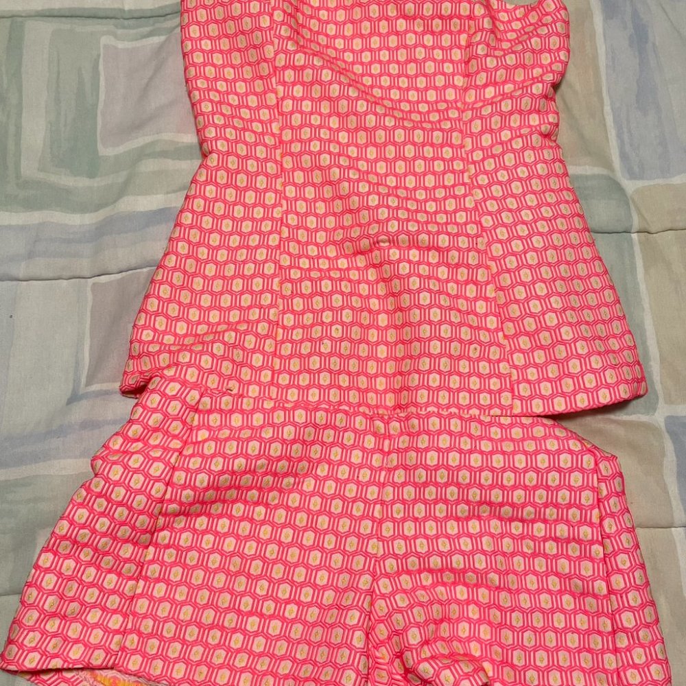 Lilly Pulitzer Costello Hotty Pink Geo Jacquard Top and Shorts Size 0 00